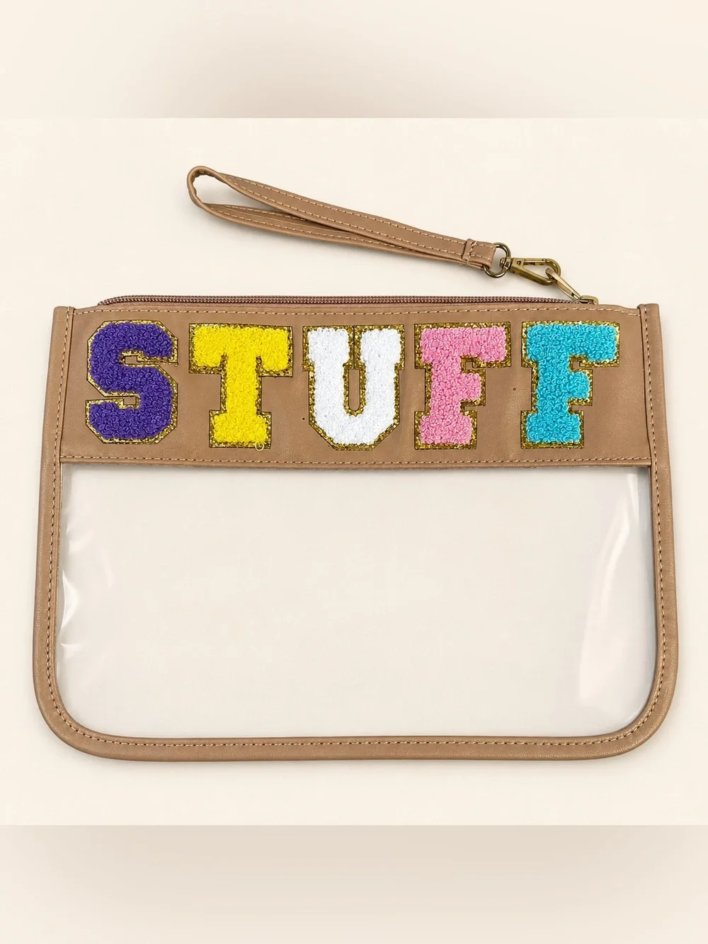 STUFF Multi-Color Letter Wristlet Pouch - Tan